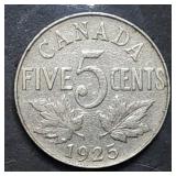 Key Date 1925 Canada Nickel, Higher Grade