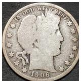 1906-D Barber Silver Half Dollar