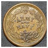1863 Army & Navy Patriotic Civil War Token