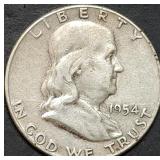 1954 Franklin Silver Half Dollar