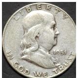 1951-S Franklin Silver Half Dollar