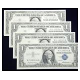 Set of 4 Consecutive 1957 $1 Silver Certificates