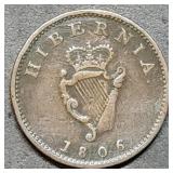 1806 Ireland George III Copper Farthing Nice