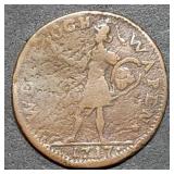 1717 Swedish 1 Daler Copper Coin Nice