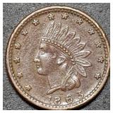 1863 Indian Head Patriotic Civil War Token
