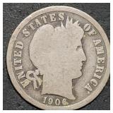 1906 Barber Silver Dime