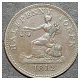 1812 Lower Canada Halfpenny Tiffin Bank Token