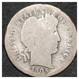 1905-O Barber Silver Dime, Better Date