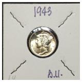 1943 Mercury Silver Dime Gem BU FSB
