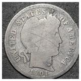 1901 Barber Silver Dime