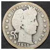 1915-D Barber Silver Quarter