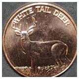 1oz Copper Bullion Round BU White Tail Deer