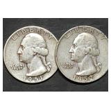 1951 & 1952-D Washington Silver Quarters