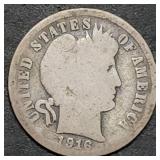 1916-S Barber Silver Dime