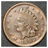 1863 Indian Head Patriotic Civil War Token