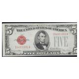 1928 F $5 Red Seal Legal Tender Banknote