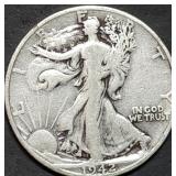 1942-D Walking Liberty Silver Half Dollar