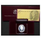 1993 Thomas Jefferson Proof Silver Dollar MIB