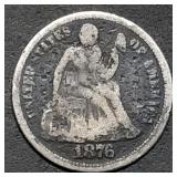 1876 Seated Liberty Silver Dime