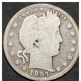 1897 Barber Silver Quarter