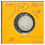 1901-O Barber Silver Dime