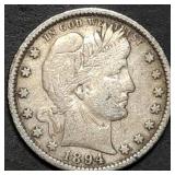 1894 Barber Silver Quarter High Grade