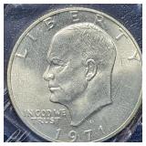 1971 Uncirculated Silver Ike Dollar Blue Envelope