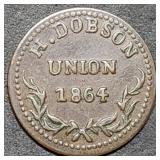 1864 H. Dobson Civil War Store Card Token