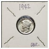 1942 Mercury Silver Dime BU