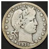 1915 Barber Silver Quarter Nice