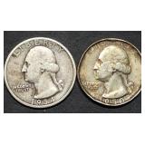 1934 & 1950 Washington Silver Quarters