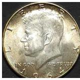 1964 Kennedy 90% Silver Half Dollar BU Toned