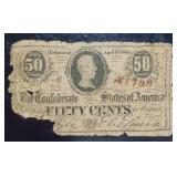 1863 Confederate 50 Cent Banknote T-63