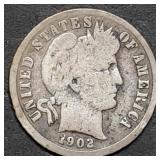 1902 Barber Silver Dime