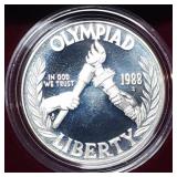 1988 S US Olympic Proof Silver Dollar MIB