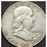 1950-D Franklin Silver Half Dollar