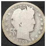 1893 Barber Silver Quarter