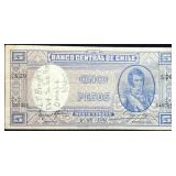 1942 Chile 5 Pesos World War 2 Souvenir Note