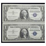 Pair of Crisp Unc Sequential 1957 Silver