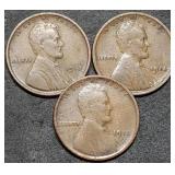 1913, 1914, 1915 Early Lincoln Wheat Cents