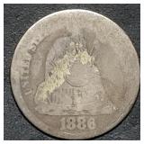 1886 Seated Liberty Silver Dime