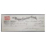 1898 Bank Check with Documentary Stamp