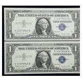 Pair of Crisp Unc Sequential 1957 Silver