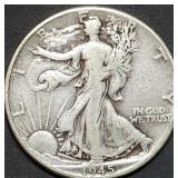 1945 Walking Liberty Silver Half Dollar