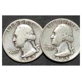 1943 & 1945 Washington Silver Quarters
