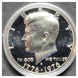 1976 Bicentennial Proof Silver Half Dollar in Caps