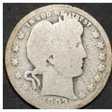 1903 Barber Silver Quarter