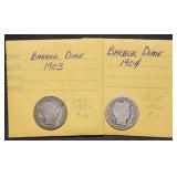 1903 & 1904 Barber Silver Dimes