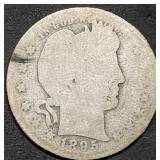 1895-O Barber Silver Quarter, Better Date