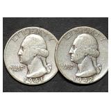 1941-S & 1942 Washington Silver Quarters